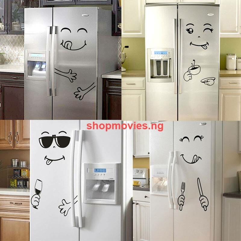 New 4 Styles Smile Face Wall Sticker Happy Delicious Face Fridge Stickers Yummy for Food Furniture Decoration Art Poster DIY PVC Home & Garden color: A|B|C|D