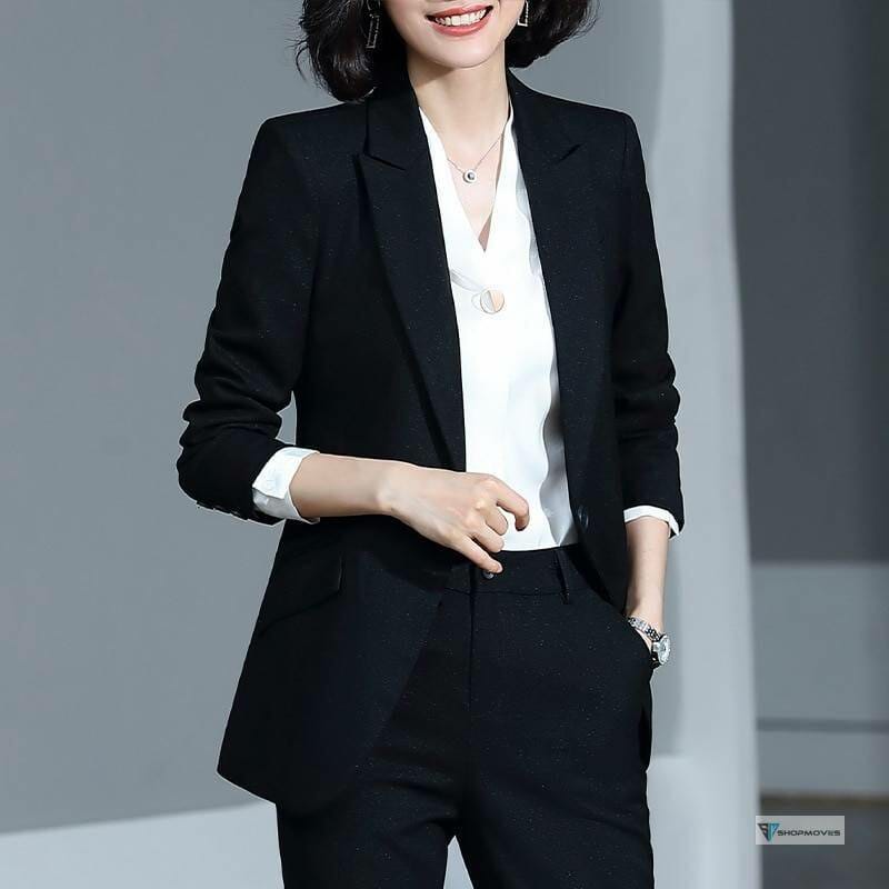 Women’s suits autumn and winter new single buckle fashion professional decoration body slim trousers women’s two-piece suit Clothing Fashion Pant Suits Women's wears color: Pants suit|Pants suit|Pants suit|shirt|Skirt suit|Skirt suit|Skirt suit