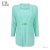 YTL Women’s Plus Size  False Two-piece 3/4 Sleeve Mint Blouse Office Work Business Lace Waist Brooch  Tunic Top Shirt H384