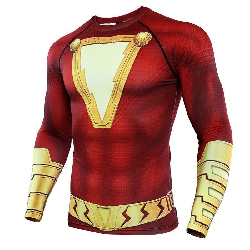 Shazam 3D Printed T shirts Men Compression Shirts Raglan Sleeve 2019 Newest Pattern Comic Tops Male Comics Cosplay Costume Cloth Men's wears T-Shirt color: Shazam