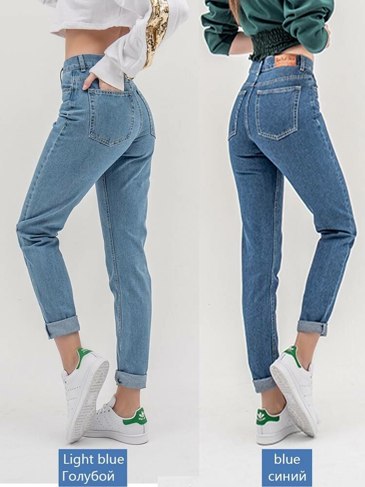 luckinyoyo jean woman mom jeans pants boyfriend jeans for women with high waist push up large size ladies jeans denim 5xl 2019 Women's Jeans color: Blue|Light Blue