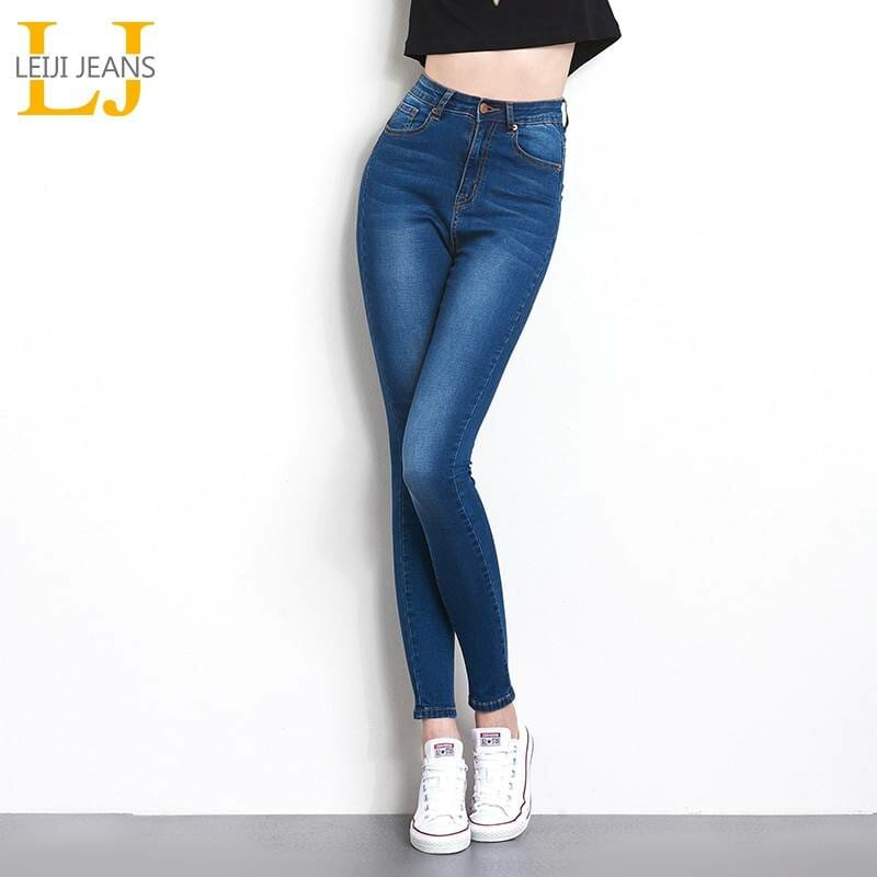 Jeans for Women mom Jeans High Waist Jeans Woman High Elastic plus size Stretch Jeans female washed denim skinny pencil pants Women's Jeans color: Black|Blue|Dark blue in white|Light blue in white|Sky Blue
