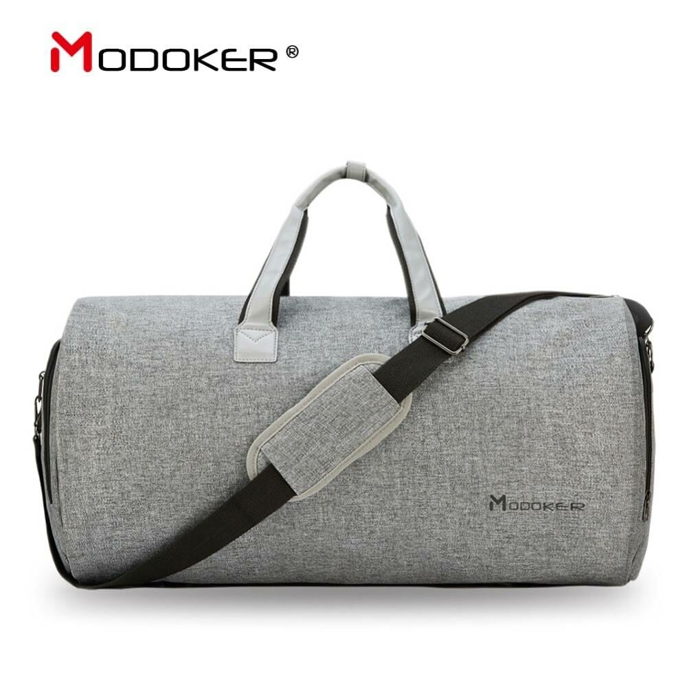 Modoker Travel Garment Bag with Shoulder Strap Duffel Bag Carry on Hanging Suitcase Clothing Business Bag Multiple Pockets Bags color: Black|grey