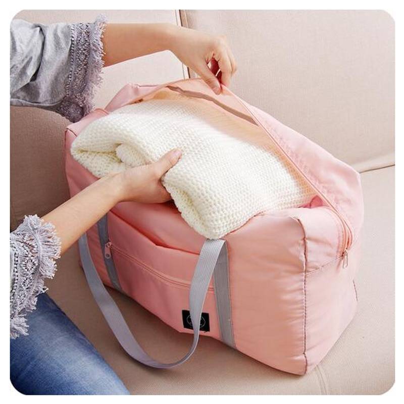 2018 new nylon foldable travel bag unisex Large Capacity Bag Luggage Women WaterProof Handbags men travel bags Free Shipping Bags color: Burgundy|deep blue|Sky Blue|Pink