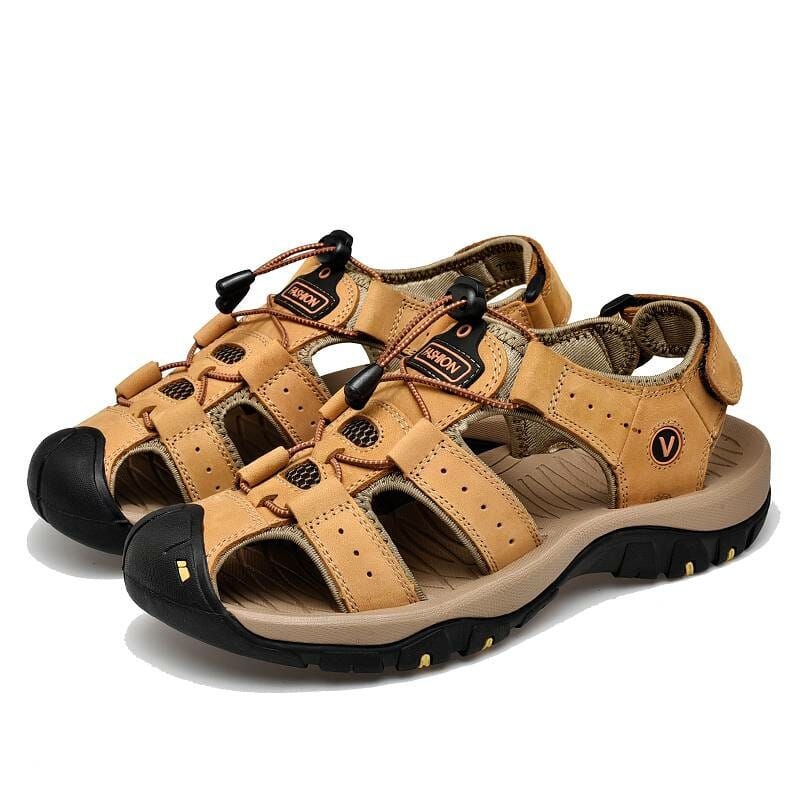 ZUNYU 2019 New Male Shoes Genuine Leather Men Sandals Summer Men Shoes Beach Sandals Man Fashion Outdoor Casual Sneakers Size 48 Men's Shoes color: Black|BLACK 01|BLACK 02|Blue|BLUE 01|BLUE 02|BROWN|BROWN 01|BROWN 02|DARK BROWN|Green|KHAKI|YELLOW|YELLOW 01
