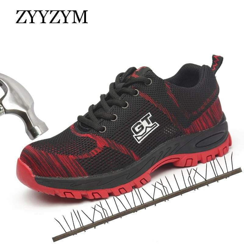 ZYYZYM Men Work Safety Boots Plus Size Unisex Outdoor Steel Toe Puncture Proof Protective Man Safety Shoes Men's Shoes color: Black|Blue|red