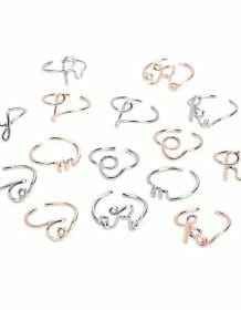 Unisex Gold Silver Color A-Z 26 Letters Initial Name Rings for Women Men Geometric Alloy Creative Finger Rings Jewelry Wholesale Fashion Jewellery Jewelry Sets 2ced06a52b7c24e002d45d: Resizable