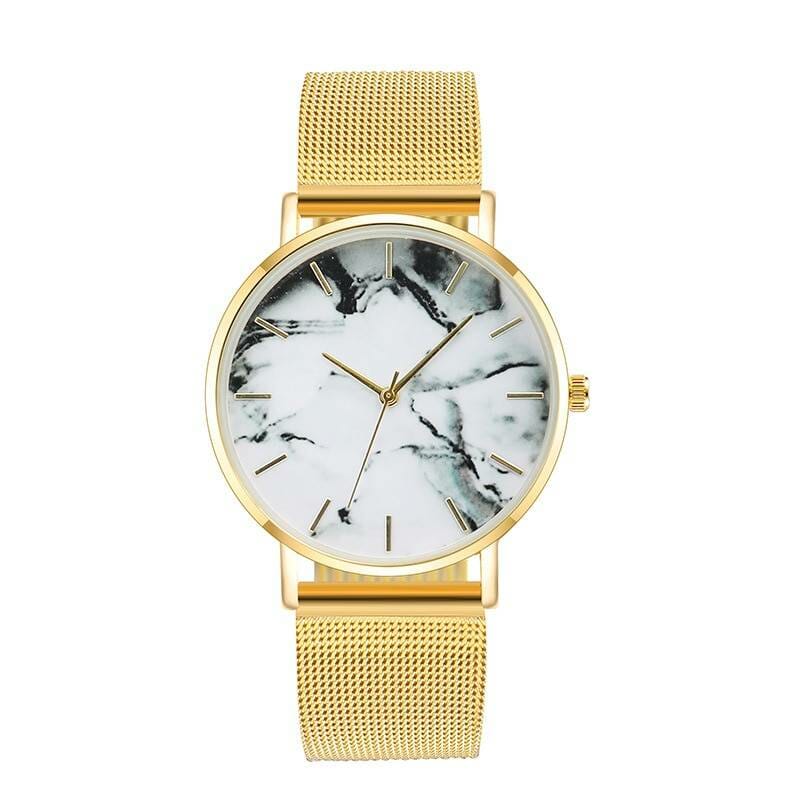 Fashion Rose Gold Mesh Band Creative Marble Female Wrist Watch Luxury Women Quartz Watches Gifts Relogio Feminino Drop Shipping Watch color: Black|Gold|Rose Gold|Silver