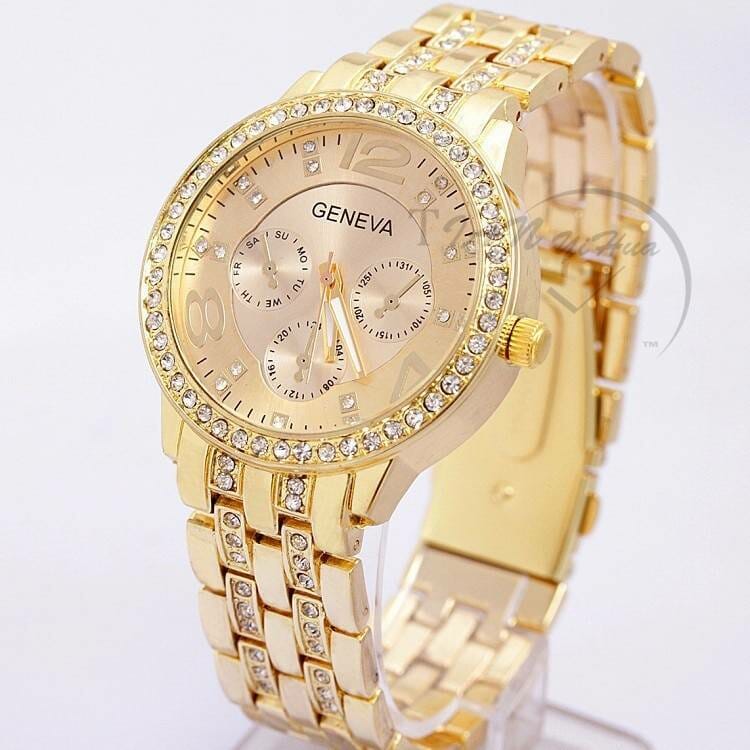 2019 New Famous Brand Women Gold Geneva Stainless Steel Quartz Watch Military Crystal Casual Analog Watches Relogio Feminino Hot Watch color: 1|2|3|4|5|6|Gold|rosy gold|Silver