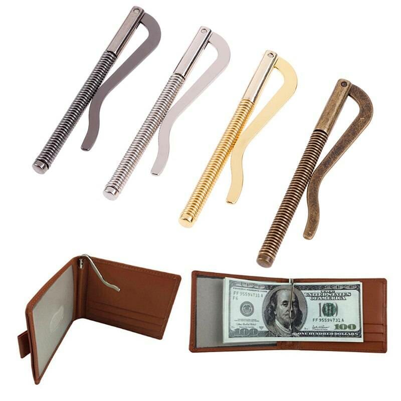 1Pc Metal Bifold Money Clip Bar Wallet Replace Parts Spring Clamp Cash Holder Bags Fashion Men bags Men handbag Purses & Wallets color: A|B|C|D