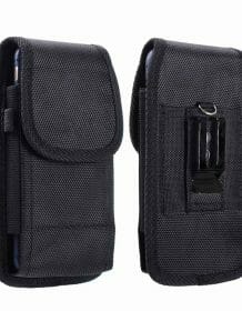 Portable Solid Black Phone Pouch Fanny Pack Belt Clip Without Carabiner Hanging Waist Storage Bag Women Men’s Outdoor Phone Bag Bags Fashion Men bags Men handbag Purses & Wallets color: L|M|S|XL