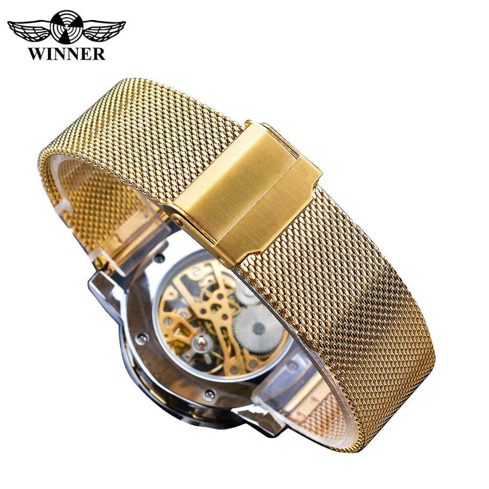 Winner Golden Watches Men Skeleton Mechanical Watch Crystal Mesh Slim Stainless Steel Band Top Brand Luxury Hand Wind Wristwatch Electronics Fashion Watch color: W1089-10|W1089-12|W1089-13|W1089-14|W1089-2|W1089-5|W1089-6|W1089-7|W1089-8|W1089-9