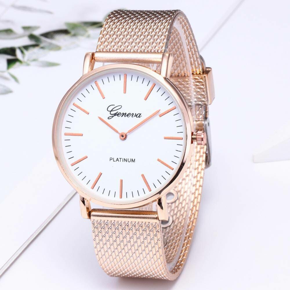 Geneva Luxury Watch Simple Ultra-thin Mesh Gold Stainless Steel Watches Unisex Business Fashion Men Women Clock Reloj Mujer часы Electronics Fashion Watch color: Black|Gold black|Gold white|Silver