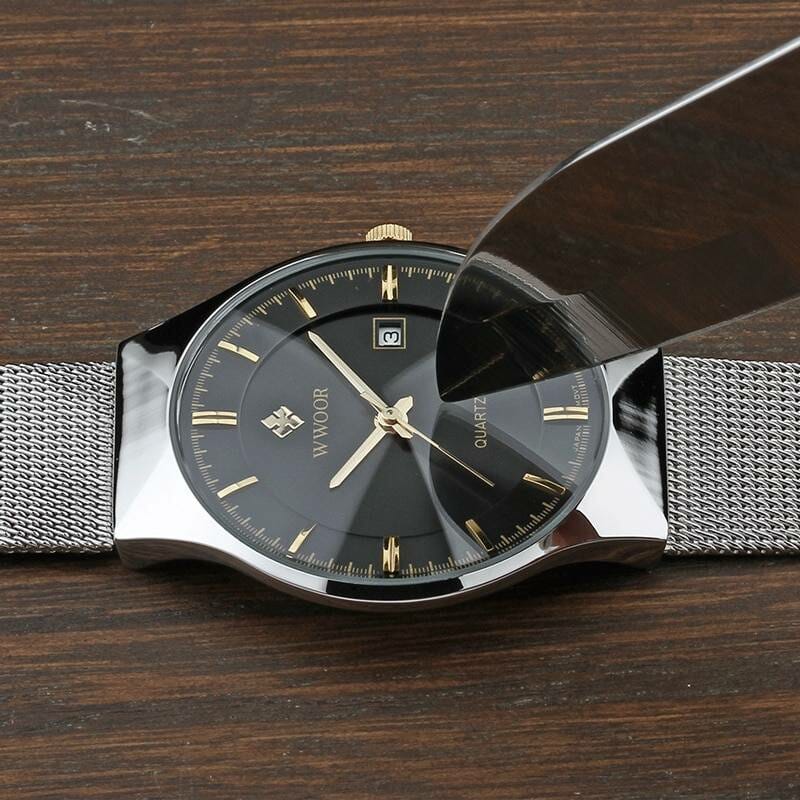 VIP WWOOR-8016 Ultra thin Fashion Male Wristwatch Top Brand Luxury Business Watches Waterproof Scratch-resistant Men Watch Electronics Fashion Watch color: Black|Blue|full black|Gold|Silver