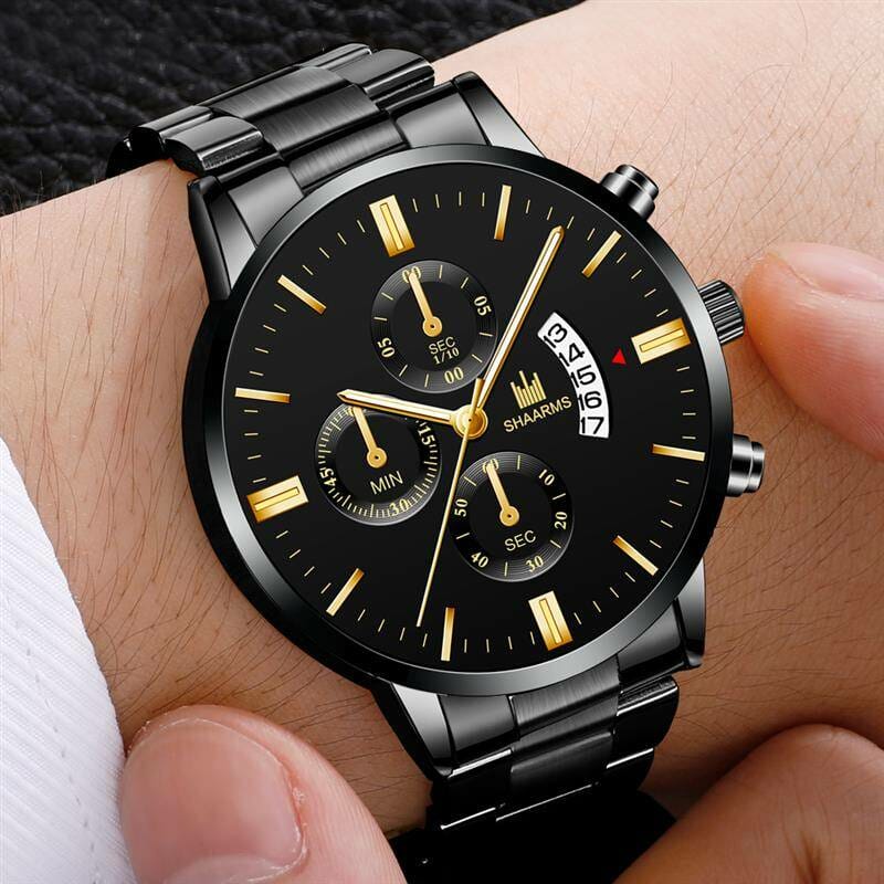 2019 Men luxury business Military Quartz watch golden stainless steel band men watches Date calendar male clock Relogio direct Electronics Fashion Watch color: A|B|C|D|E|F|G|H|I|J|K|L|N