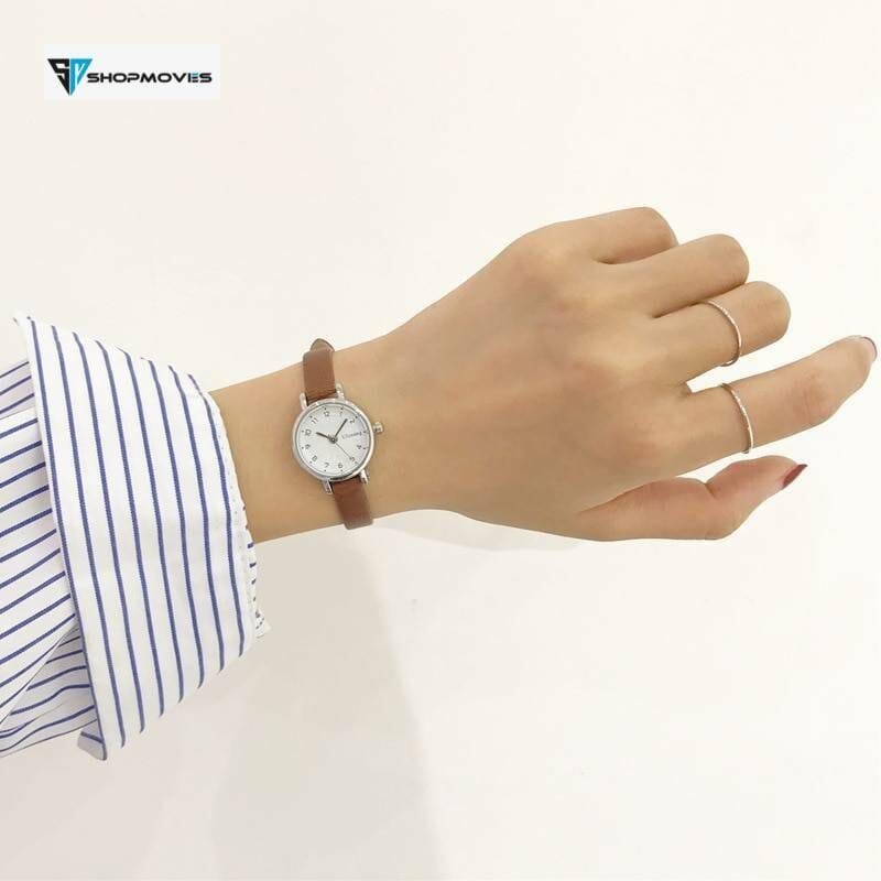 Women’s Fashion White Small Watches 2019 Ulzzang Brand Ladies Quartz Wristwatch Simple Retr Montre Femme With Leather Band Clock Electronics Fashion Watch color: Black|black white|BROWN|Gold all brown|Gold black|Gold brown|gold green|Gold red|Gold white|Green|red|Pink|White
