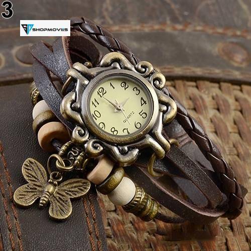 Women’s Casual Vintage Multilayer Butterfly Faux Leather Bracelet Wrist Watch Ladies Female Clock Montre Femme Relogios 2017 Hot Electronics Fashion Watch color: Black|Blue|coffee|Green|Orange|red