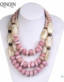 Big Long Vintage Bead Necklaces Resin Acrylic Statement Multi-layer Chain Necklace for Women Fashion Jewelry Necklaces Pendants Beaded Necklaces Chokers Crystal Necklaces Jewelry Necklaces 8d255f28538fbae46aeae7: pink