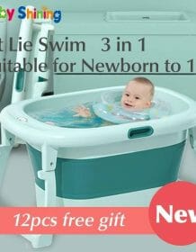 Baby Shining Bath Tub Bed 0-15Y Swim Plastic Portable Folding Home Bath Large Thick Widen Heat Preservation Children Bath Bucket Baby Kid Toys Infant Toys color: A blue|A green|A pink|B blue|B green|B pink|C Blue|C green|C pink|D blue|D green|D pink|E blue|E green|E pink|F blue|F green|F pink|G blue|G green|G pink|H blue|H green|H pink